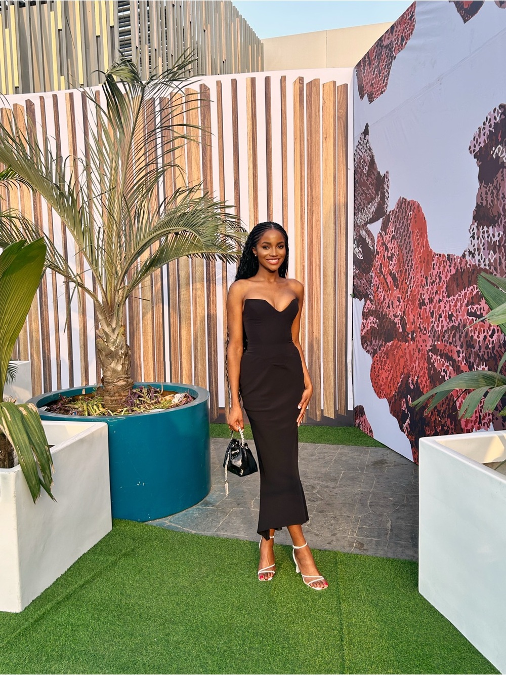 House of CB Black Strapless Midi Dress